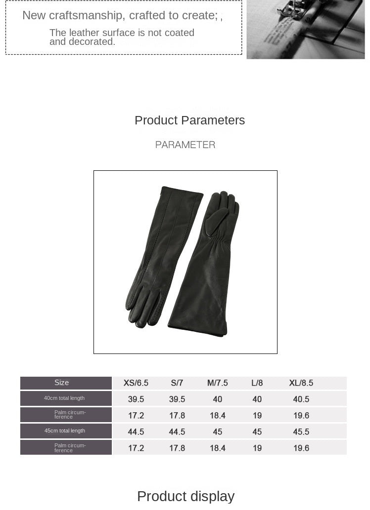 Long sheepskin leather gloves