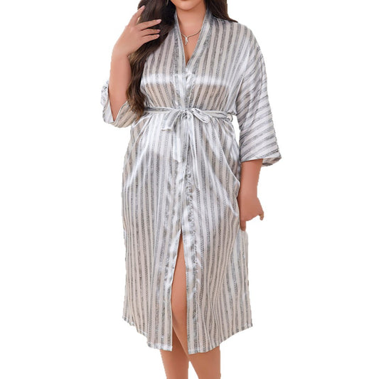 Long Striped Bathrobe