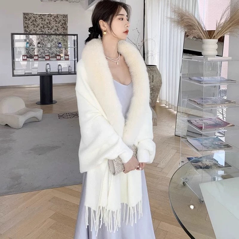 Faux Fur Knitted Cape