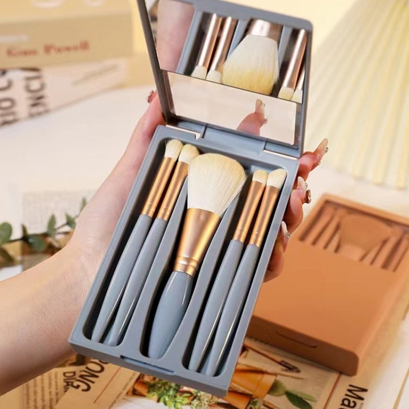 Mini Mirror Box Travel Portable Brush