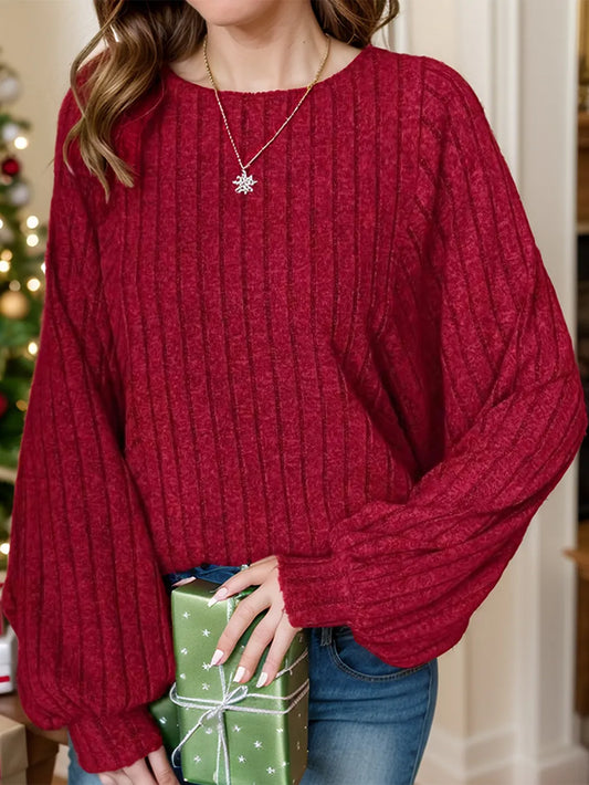 Round Neck Batwing Sleeve Sweater