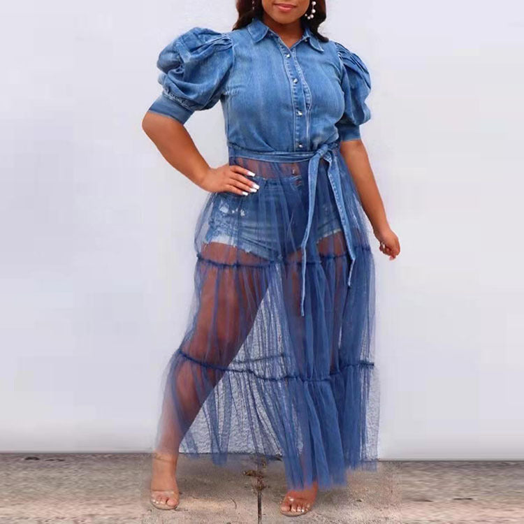 Denim Peek a Boo Blouse