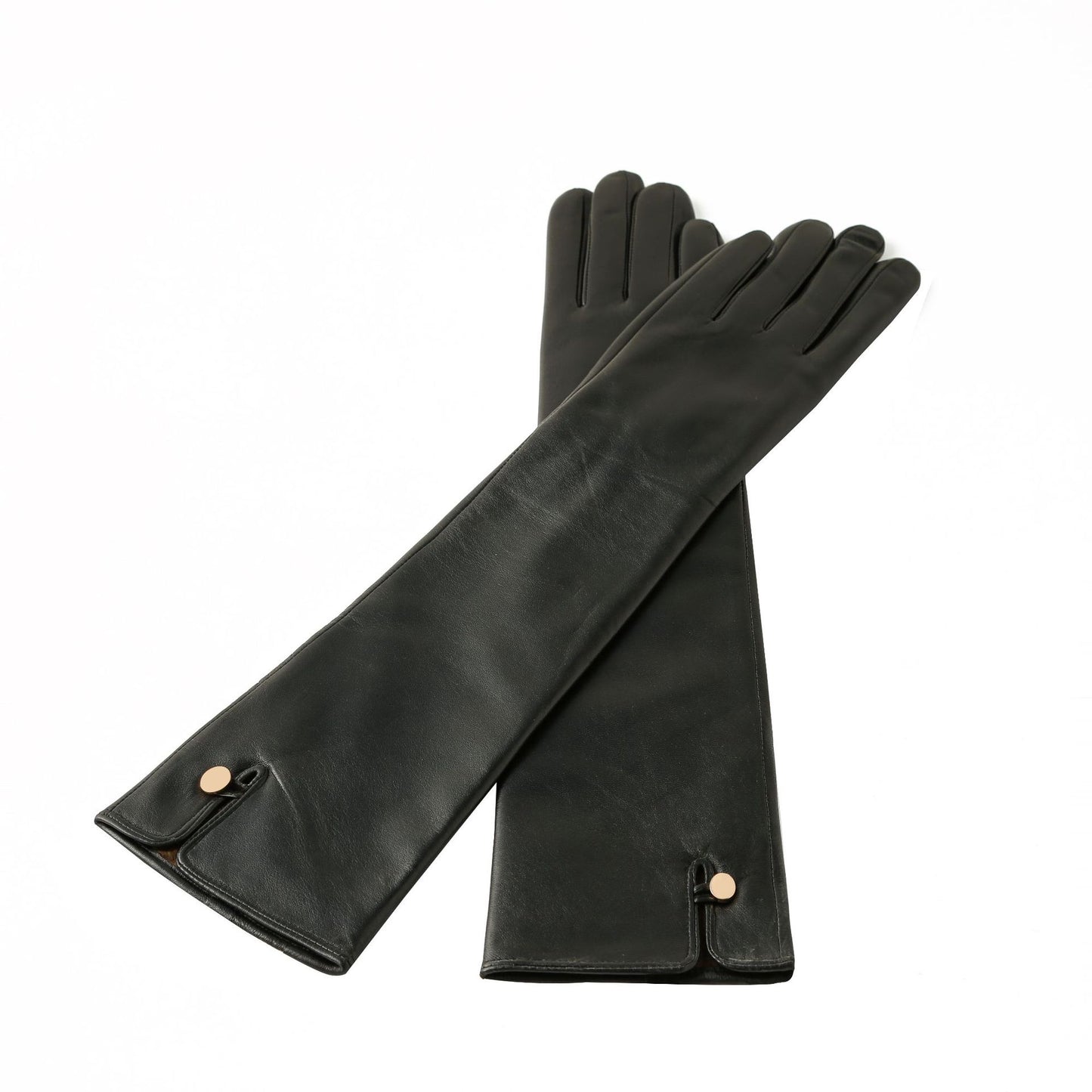 Women's winter long sheepskin leather gloves