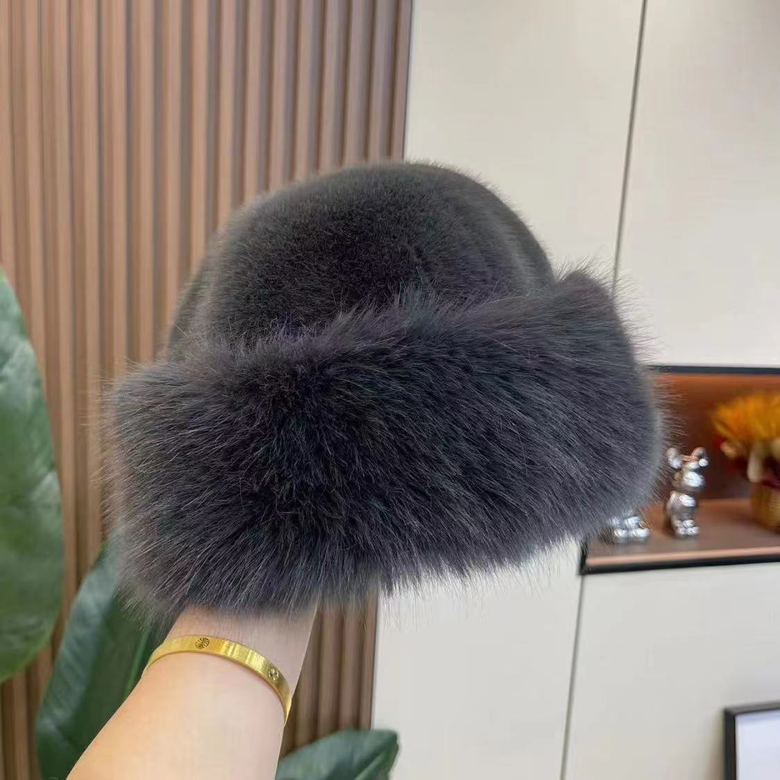 Mongolian faux mink fur hat
