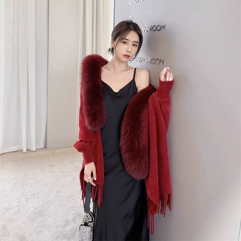 Faux Fur Knitted Cape