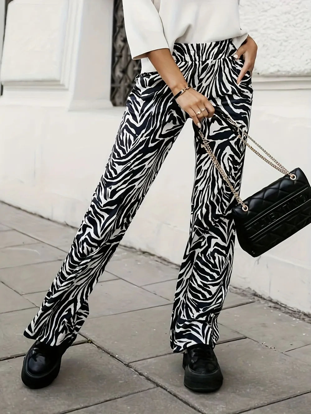 Animal Print Wide Leg Pants