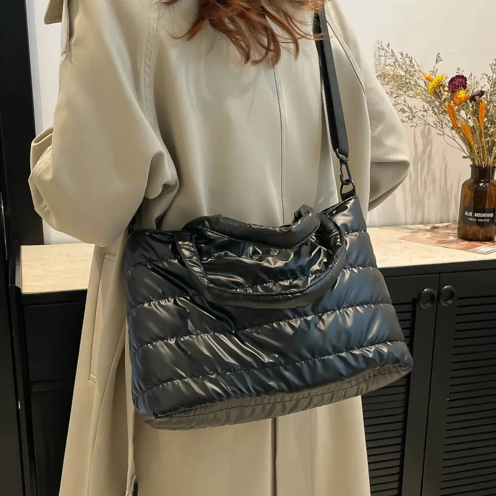 Puffer Crossbody Tote Bag