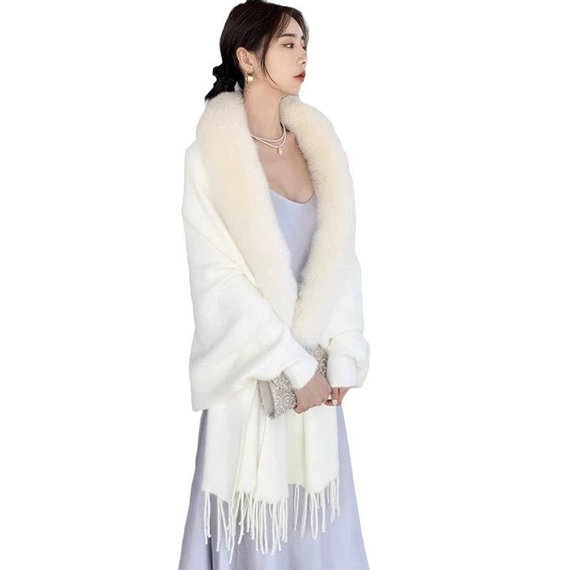 Faux Fur Knitted Cape
