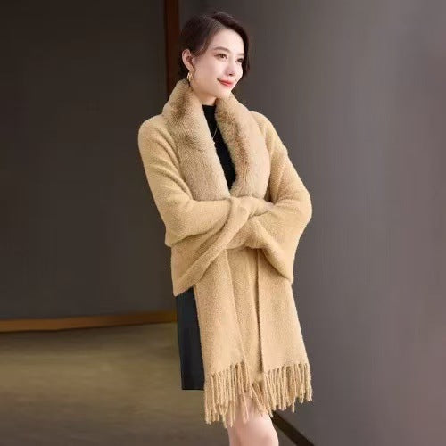 Faux Fur Knitted Cape