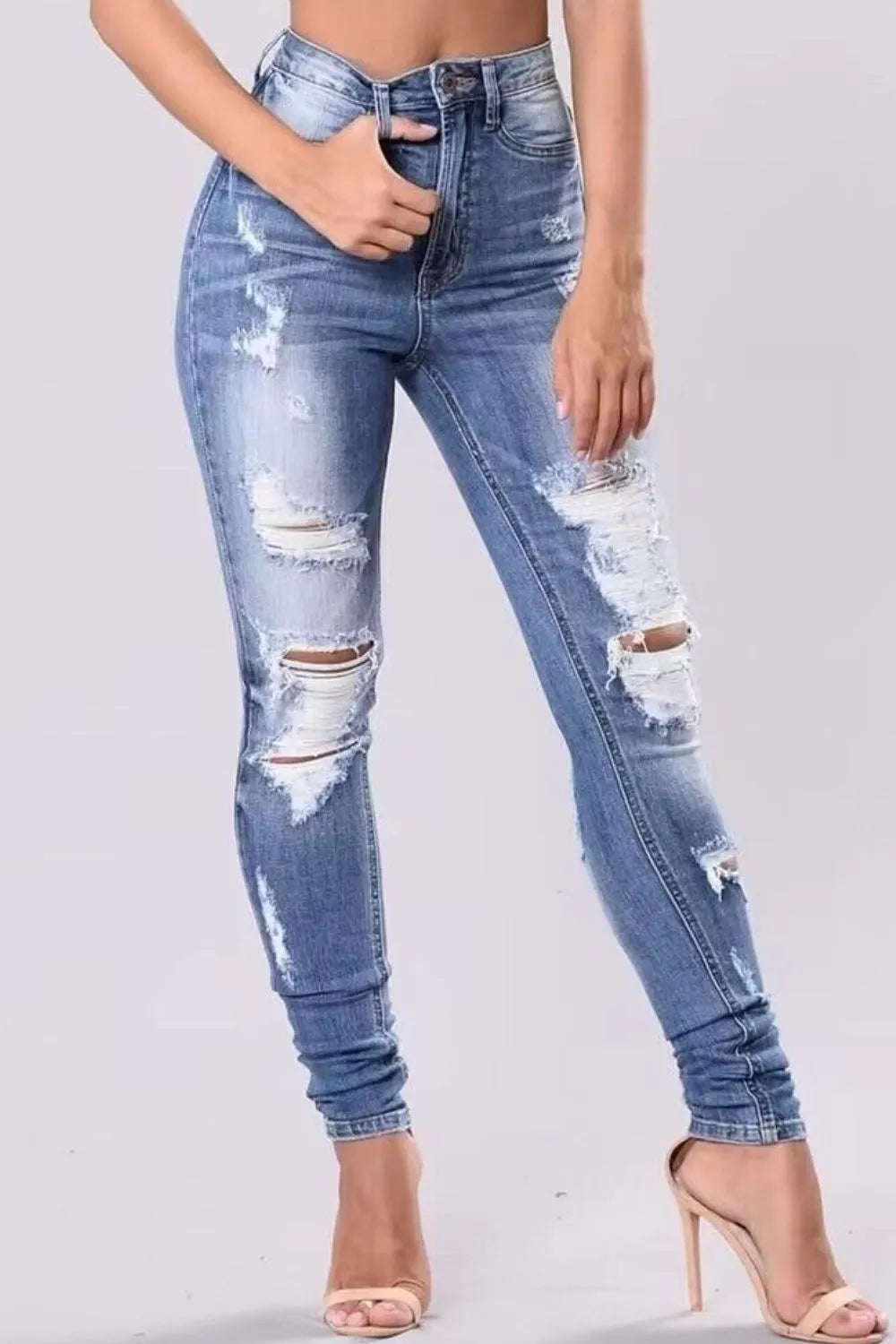 Distressed Skinny Jeans Plus Size